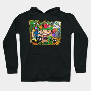 go green doodle art Hoodie